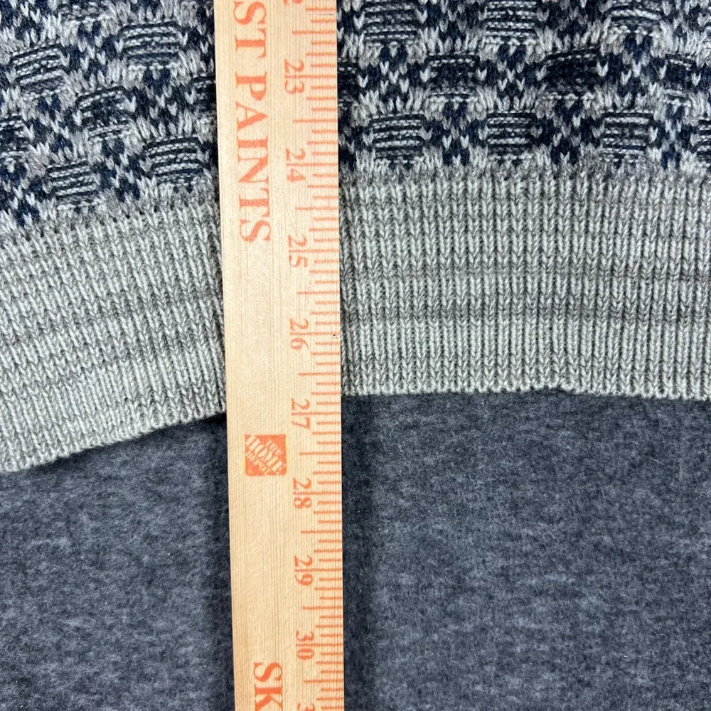 Van Heusen Chunky Sweater Mens Large Gray Blue Grandpa Fisherman Boxy Old Money